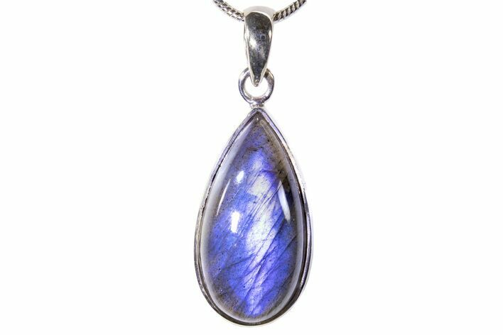 Brilliant Blue Labradorite Pendant with Chain #302806